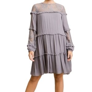Rethm Gray Lace Boho Dress Size Small